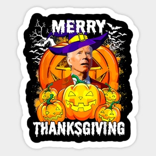 Merry Thanksgiving Joe Biden Halloween Pumpkin Spooky Season Sticker